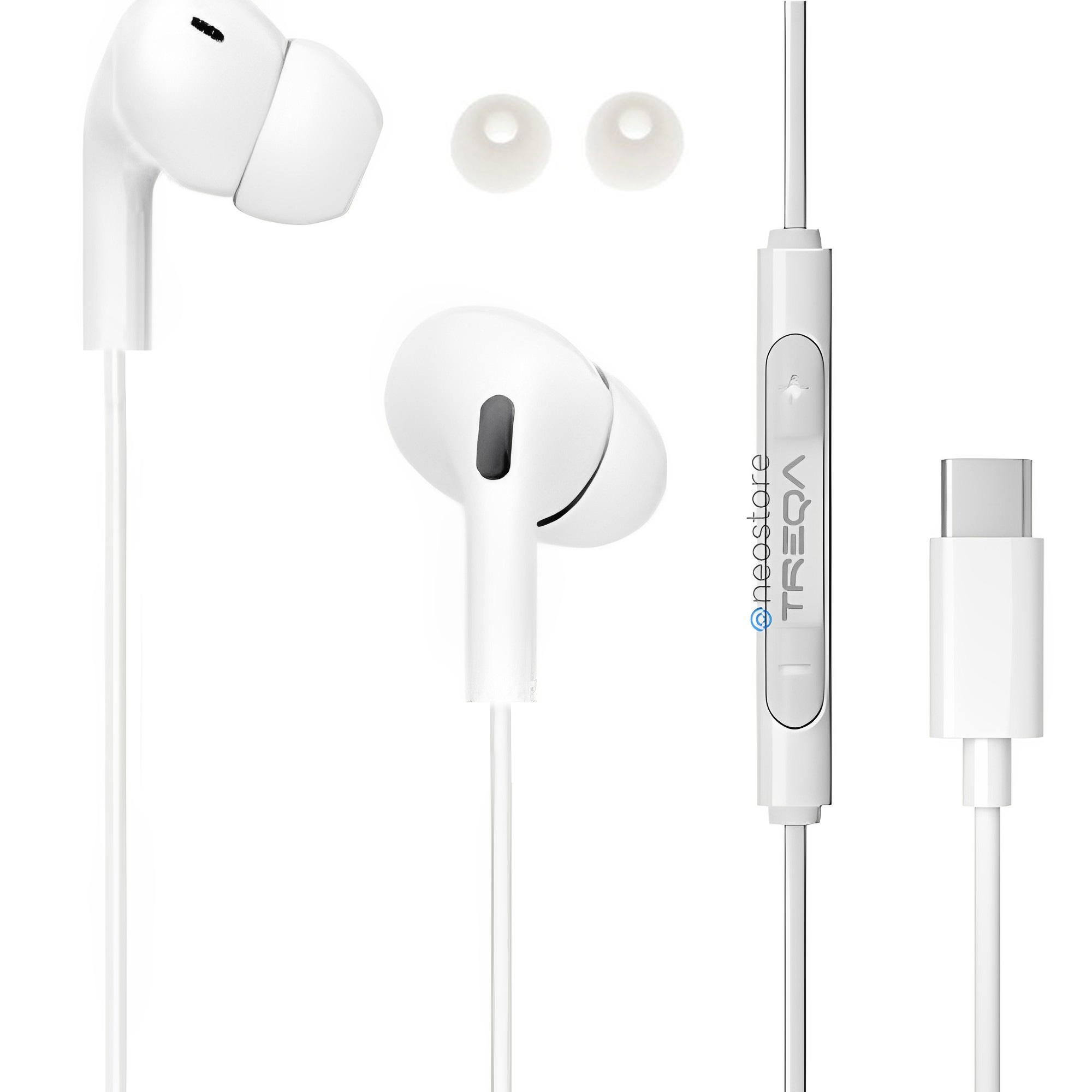 Ακουστικά Κινητού Handsfree In-ear με Βύσμα Type-C Treqa EP-757 Λευκό