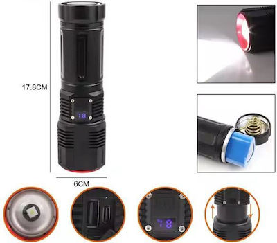 Επαναφορτιζόμενος φακός led με zoom - μεγάλη αυτονομία και εμβέλεια έως 1000 μέτρα 2211 Μαύρο