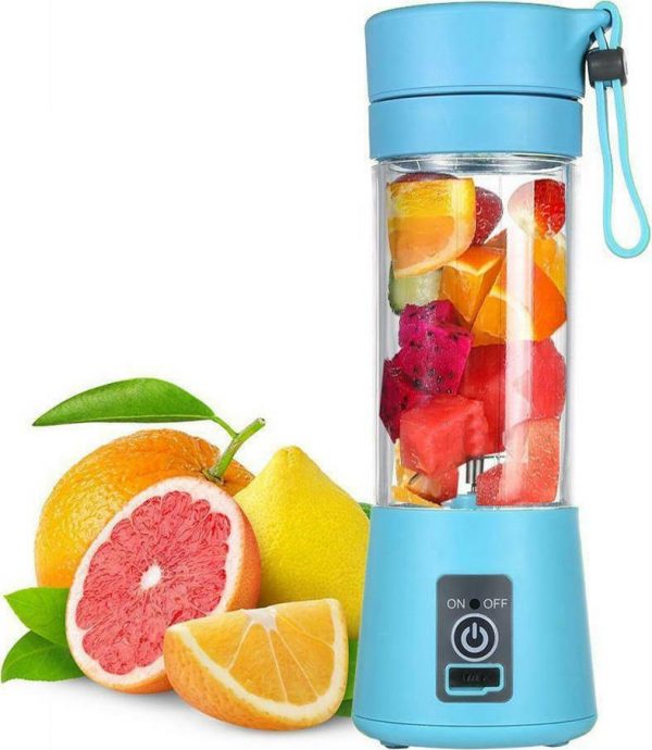 HM-03 Mini Μπλέντερ για Smoothies με κανάτα 0.38lt  και Ισχύ 380Watt Μπλε