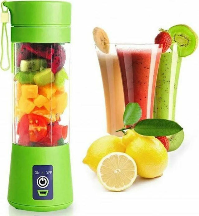 HM-03 Mini Μπλέντερ για Smoothies με κανάτα 0.38lt  και Ισχύ 380Watt Πράσινο