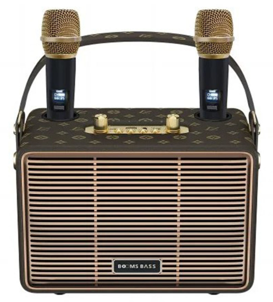 Ηχείο karaoke bluetooth boom bass με 2 μικρόφωνα  M4202+ Καφέ