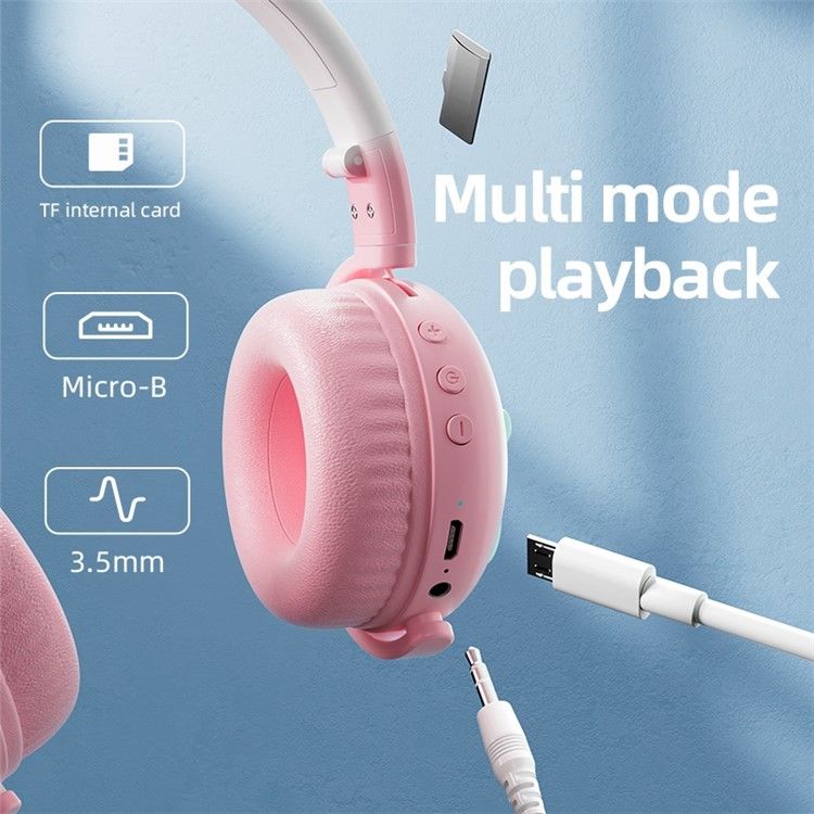Ασύρματα Ακουστικά Bluetooth Cute Cat Ears με Αποσπώμενο Μικρόφωνο  KE28 Λευκό