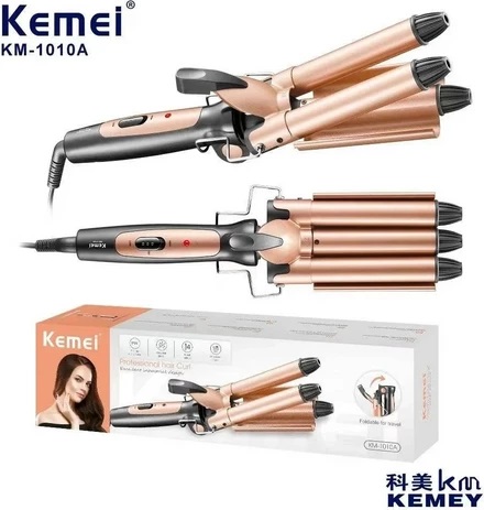 Kemei Ψαλίδι Μαλλιών για Μπούκλες KM-1010A Μαύρο/Μπρονζέ