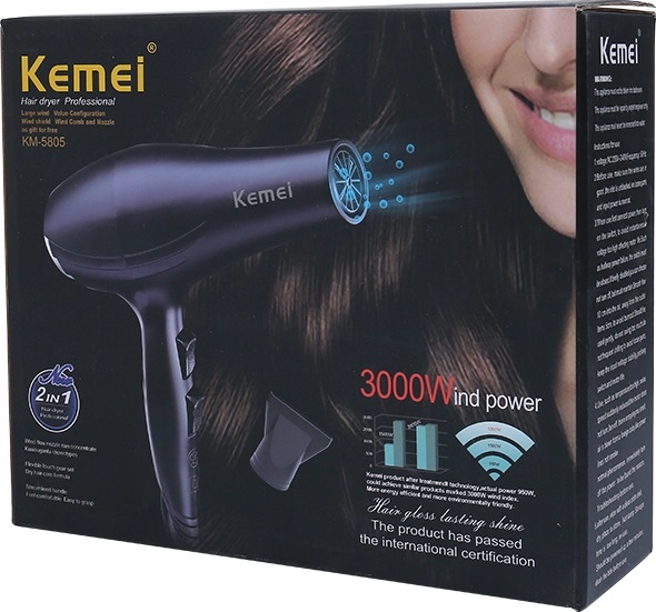ΠΙΣΤΟΛΑΚΙ ΜΑΛΛΙΩΝ ΤΑΞΙΔΙΟΥ 3000W KEMEI KM-5805 ΜΑΥΡΟ