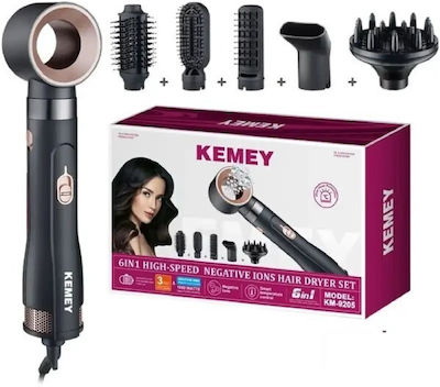 Επαγγελματικό Πιστολάκι Μαλλιών 1000W 6 σε 1 KEMEY KM-9205 Μαύρο/Μπρονζέ