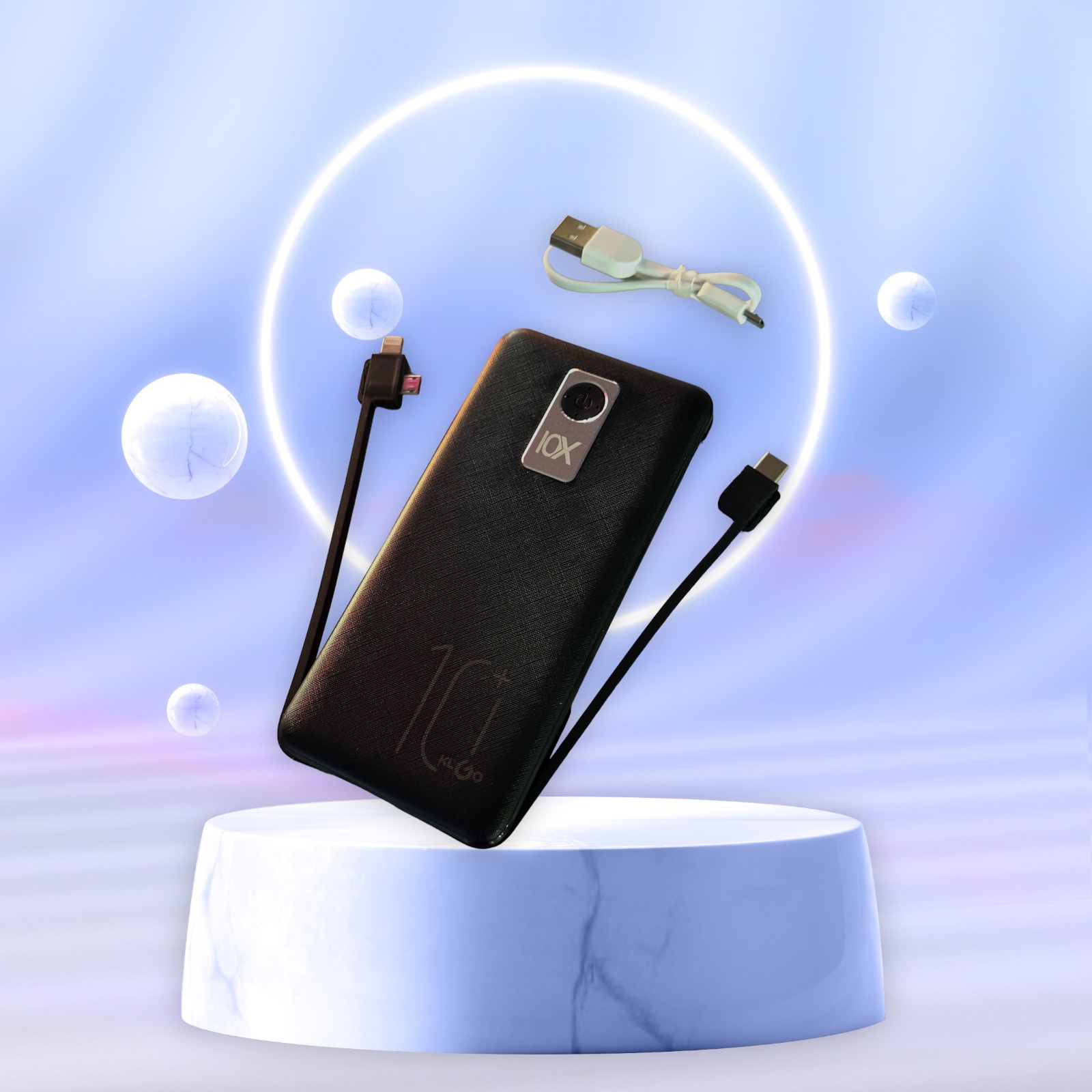 KLGO POWER BANK 10000mAh ME ΘΥΡΑ USB-A KP-90 ΜΑΥΡΟ