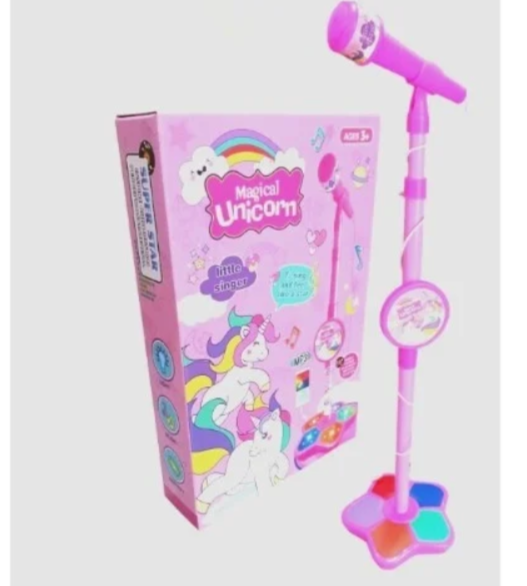 Magical Unicorn Παιδικό μικρόφωνο καραόκε με ρυθμιζόμενη βάση & φωτισμό LED 5369A Ροζ