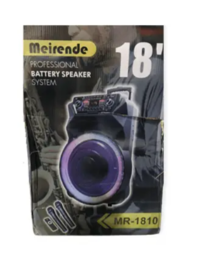 Meirende Karaoke φορητό ηχείο 18″ με 2 ασύρματα μικρόφωνα MR-1810 Μαύρο