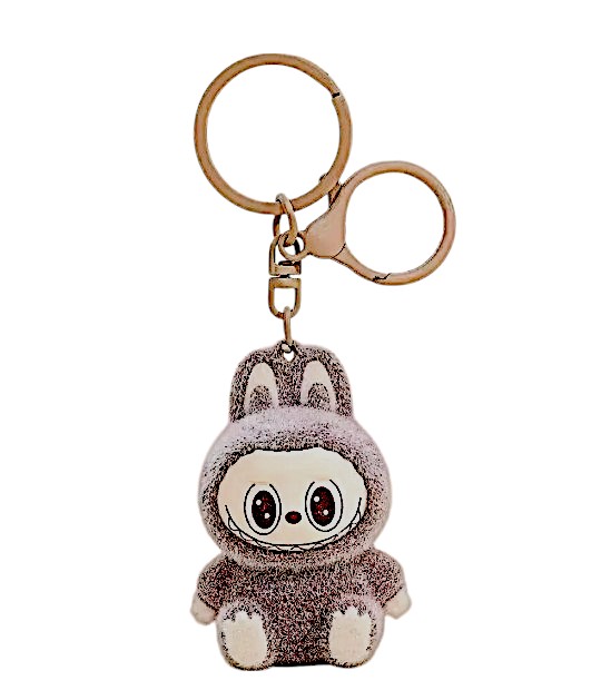 Μπρελόκ Flocked Mini Labubu 1440-87471 -3 Γκρι