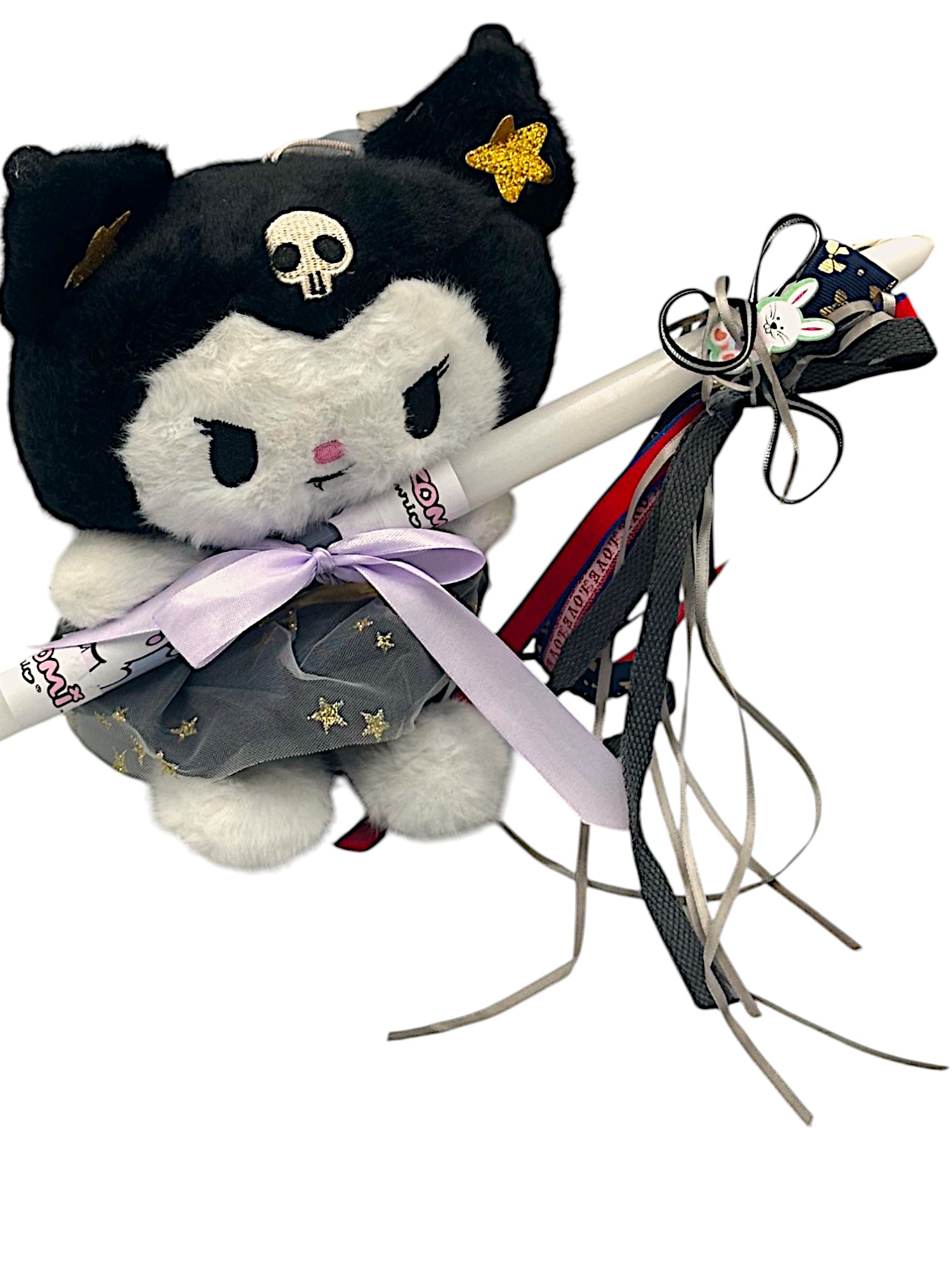 Πασχαλινή λαμπάδα Mohicans Λούτρινο Sanrio Kuromi Hello Kitty 28cm L142 Μαύρο