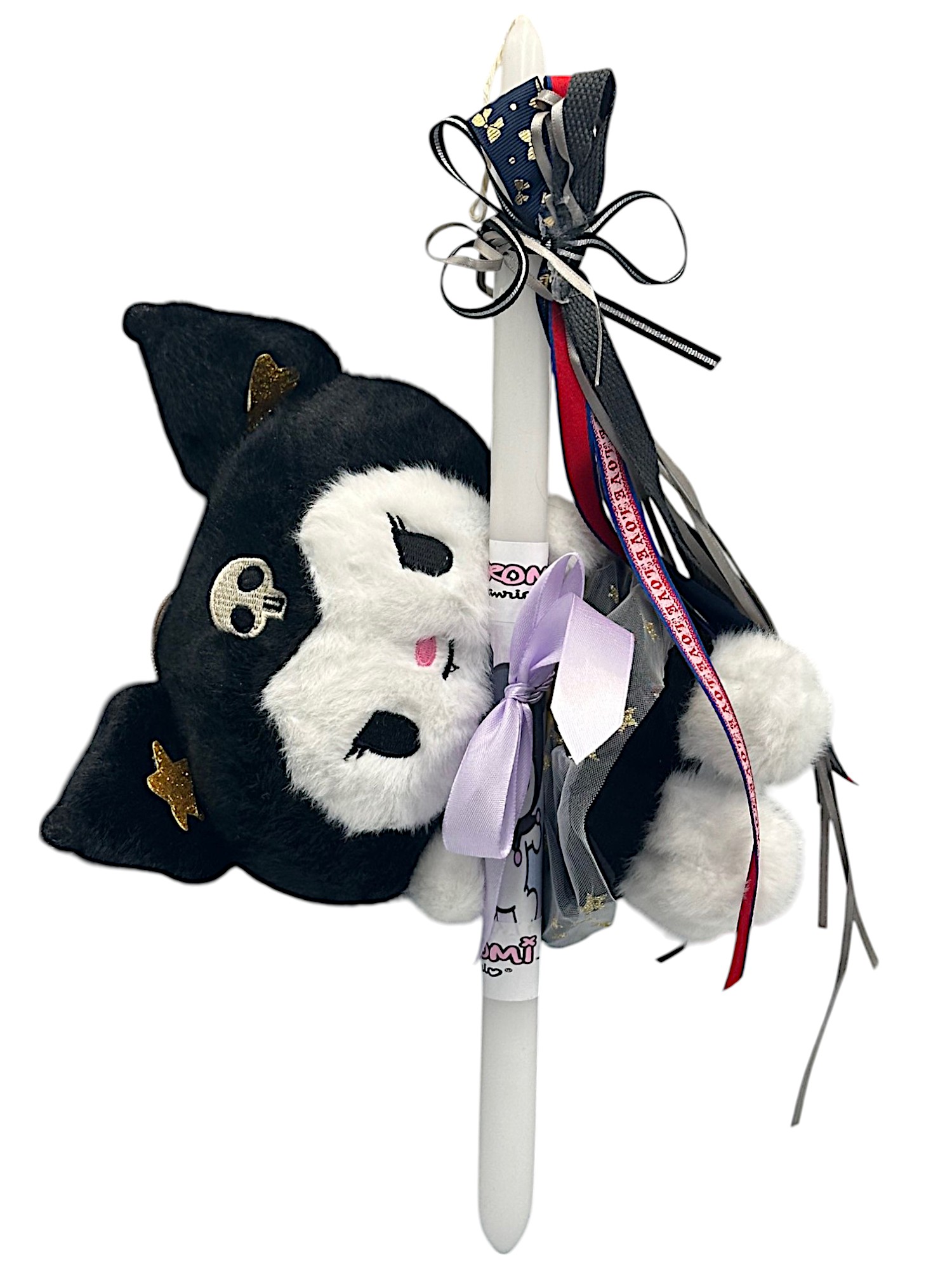 Πασχαλινή λαμπάδα Mohicans Λούτρινο Sanrio Kuromi Hello Kitty 28cm L142 Μαύρο