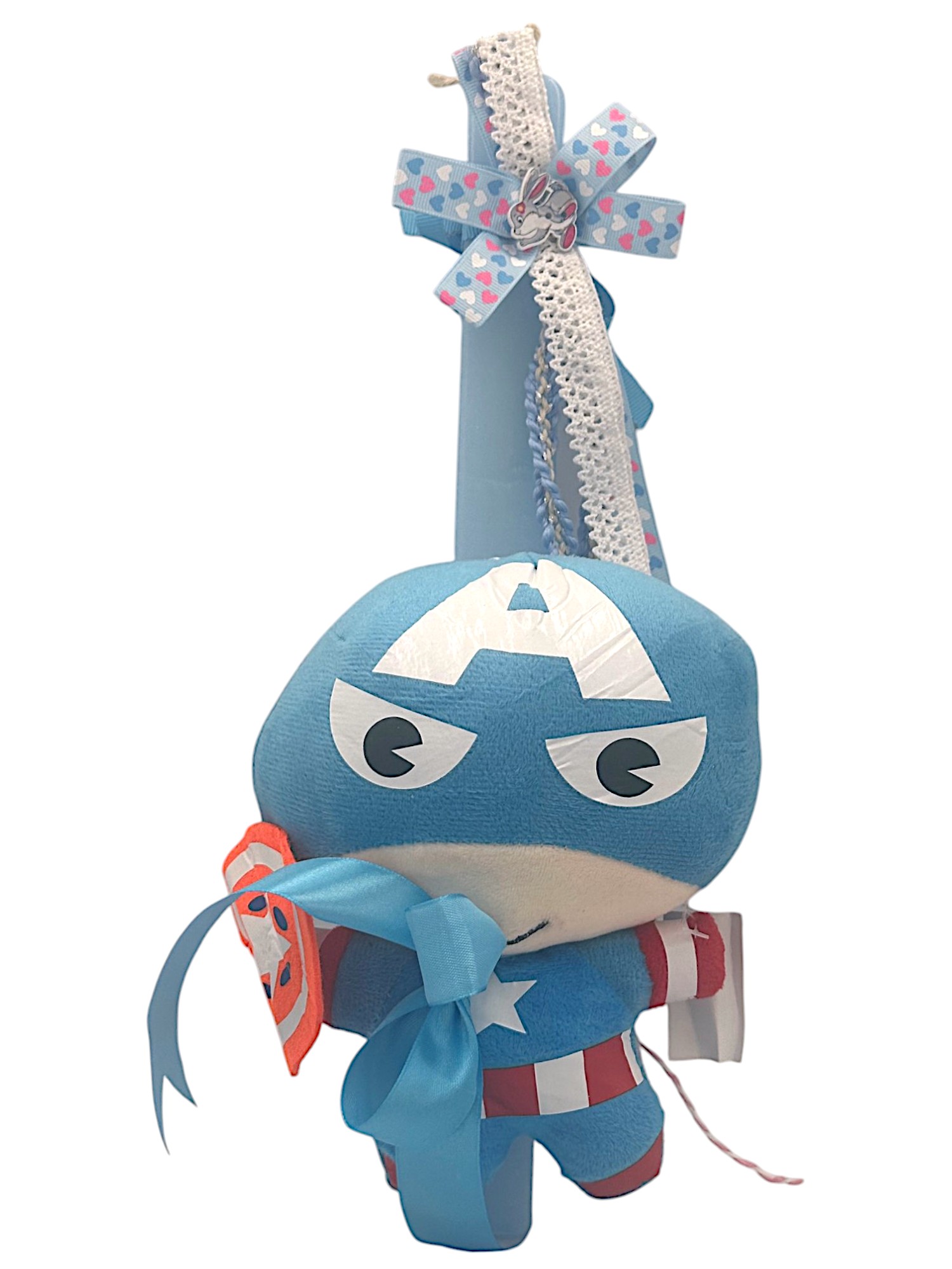 Πασχαλινή λαμπάδα Mohicans με Λούτρινο Captain America 20cm L130