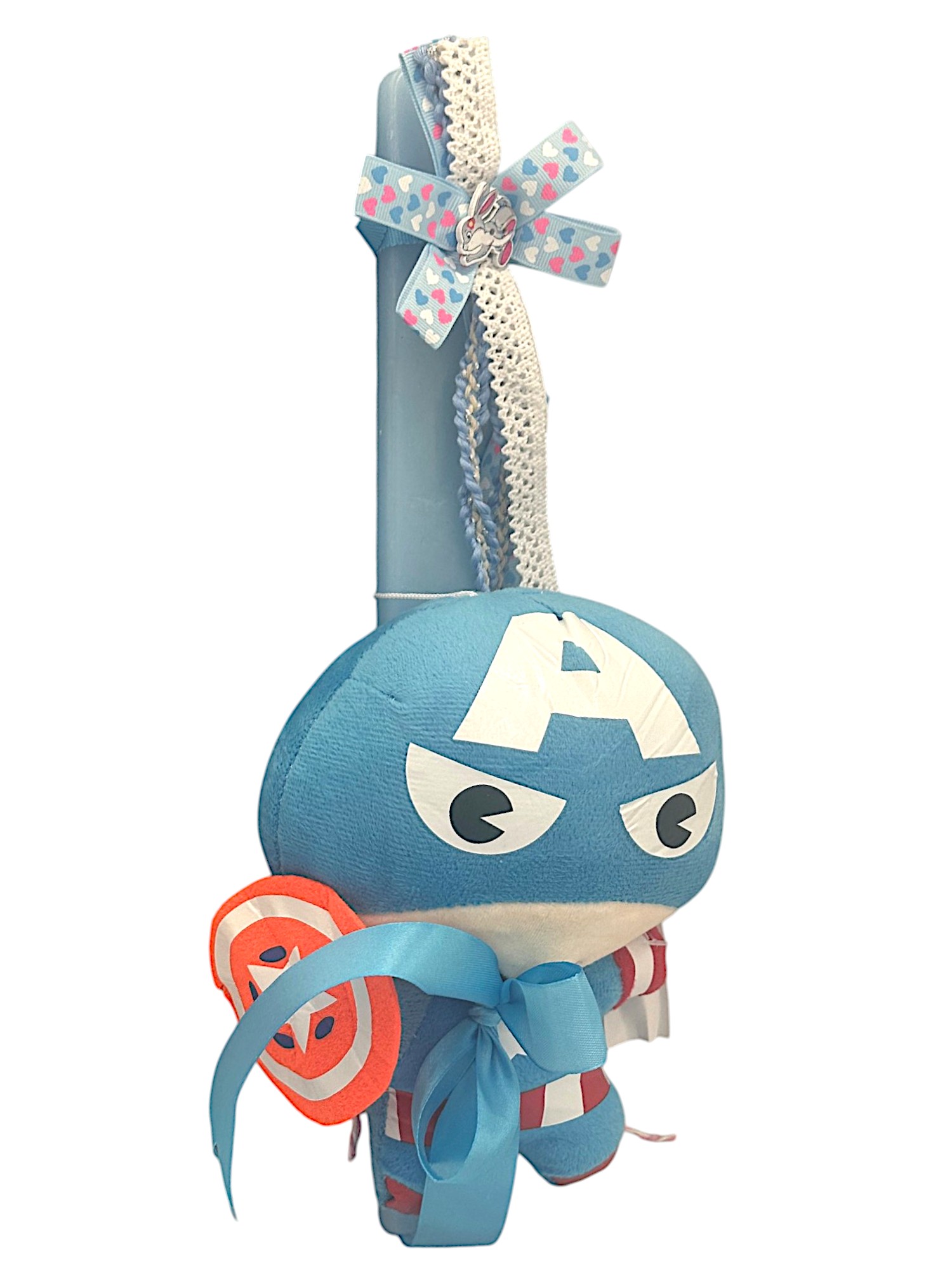 Πασχαλινή λαμπάδα Mohicans με Λούτρινο Captain America 20cm L130