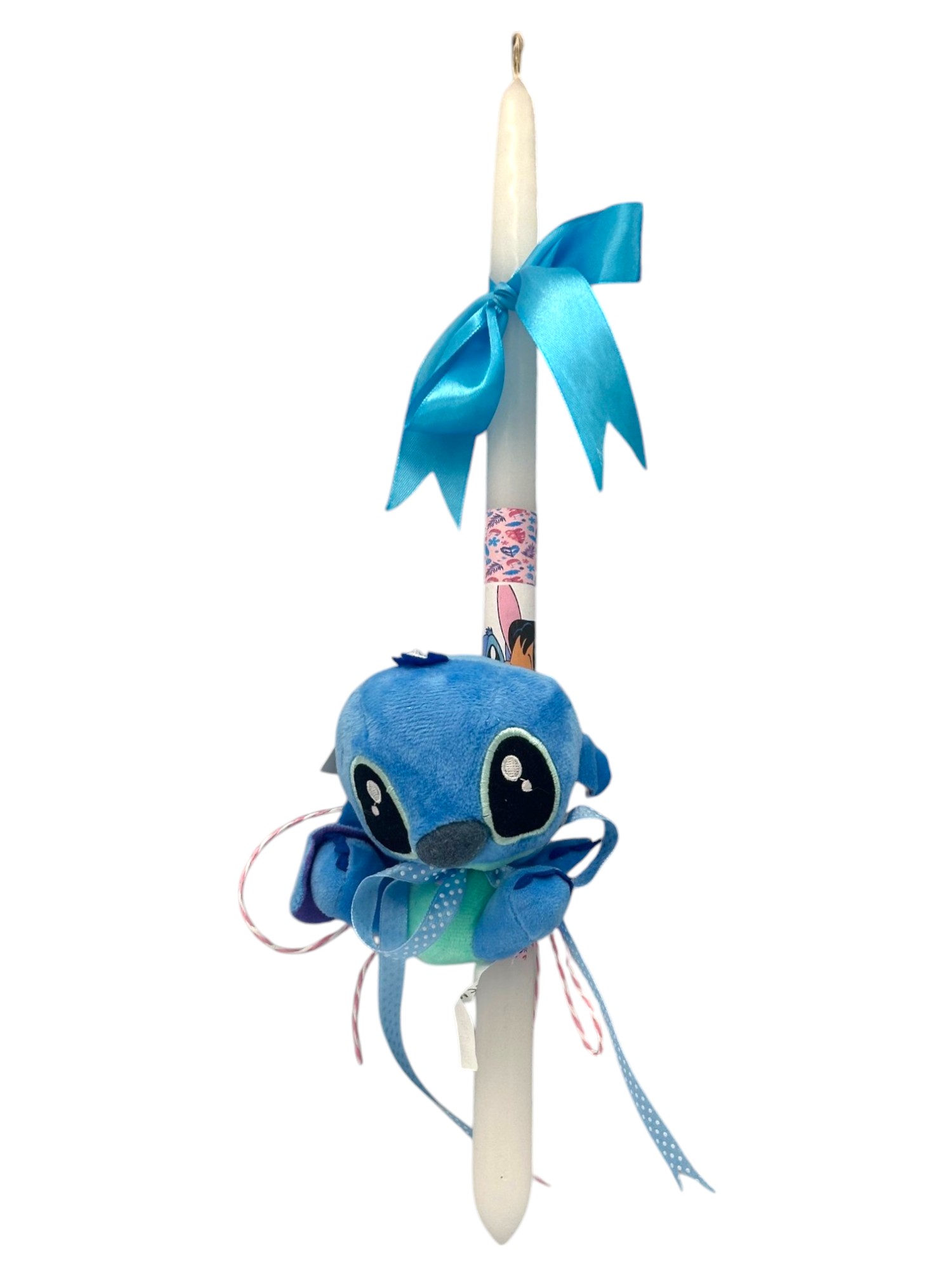 Πασχαλινή λαμπάδα Mohicans με Λούτρινο Disney Stitch 12cm Μπρελόκ L120 Μπλε