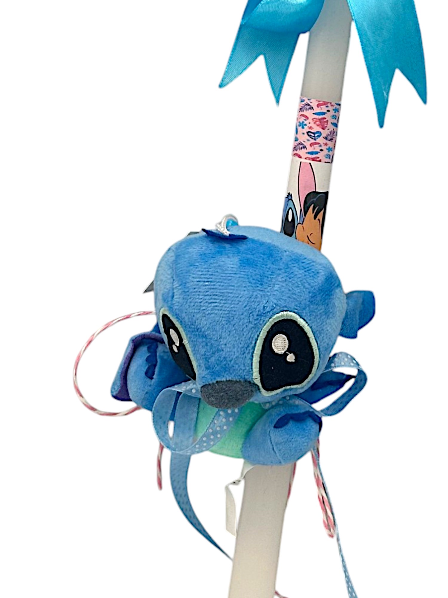 Πασχαλινή λαμπάδα Mohicans με Λούτρινο Disney Stitch 12cm Μπρελόκ L120 Μπλε