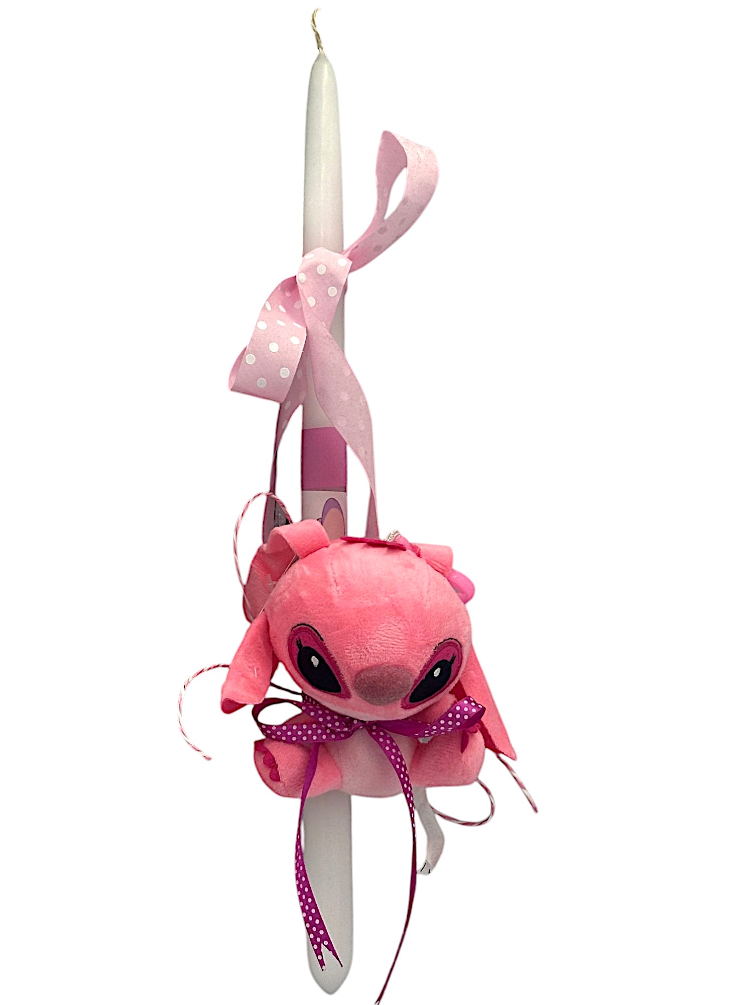 Πασχαλινή λαμπάδα Mohicans με Λούτρινο Disney Stitch 12cm Μπρελόκ L121 Φούξια