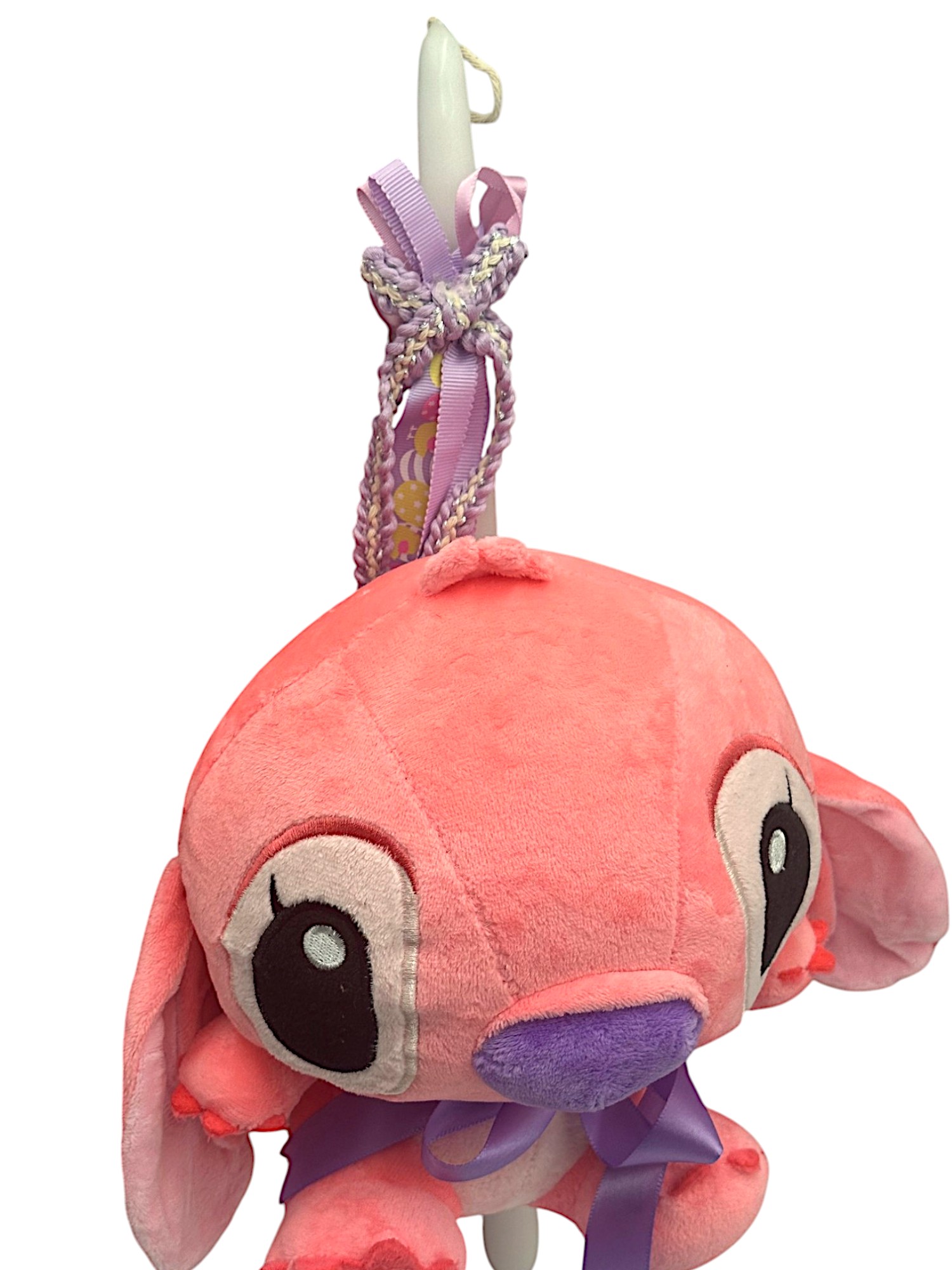 Πασχαλινή λαμπάδα Mohicans με Λούτρινο Disney Stitch 28cm L147 Ροζ