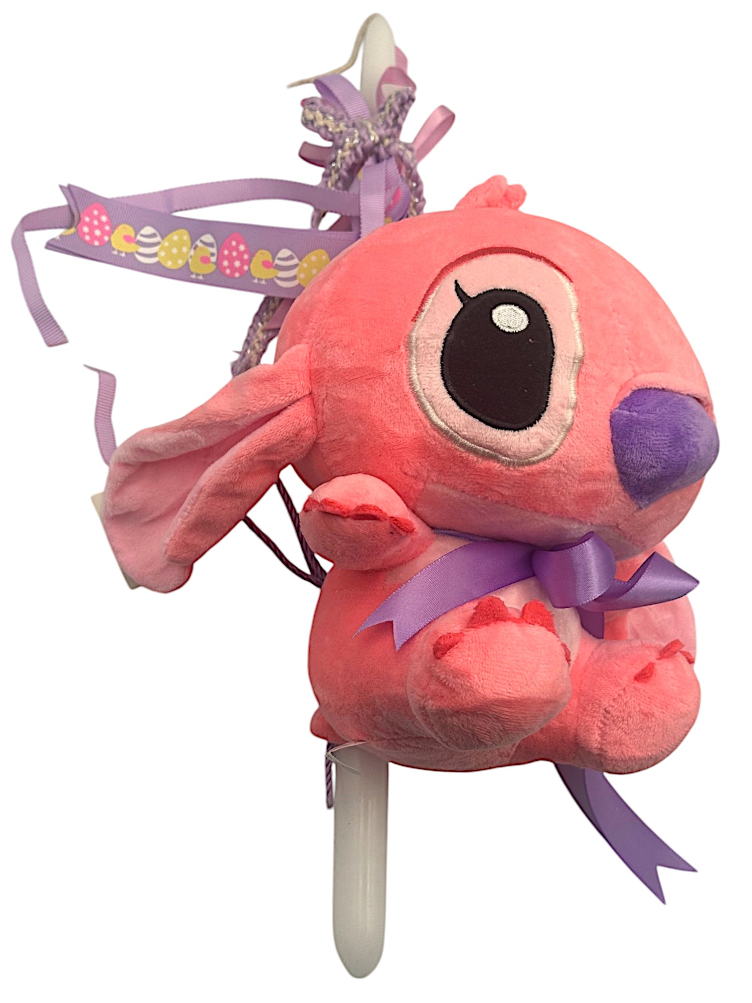 Πασχαλινή λαμπάδα Mohicans με Λούτρινο Disney Stitch 28cm L147 Ροζ