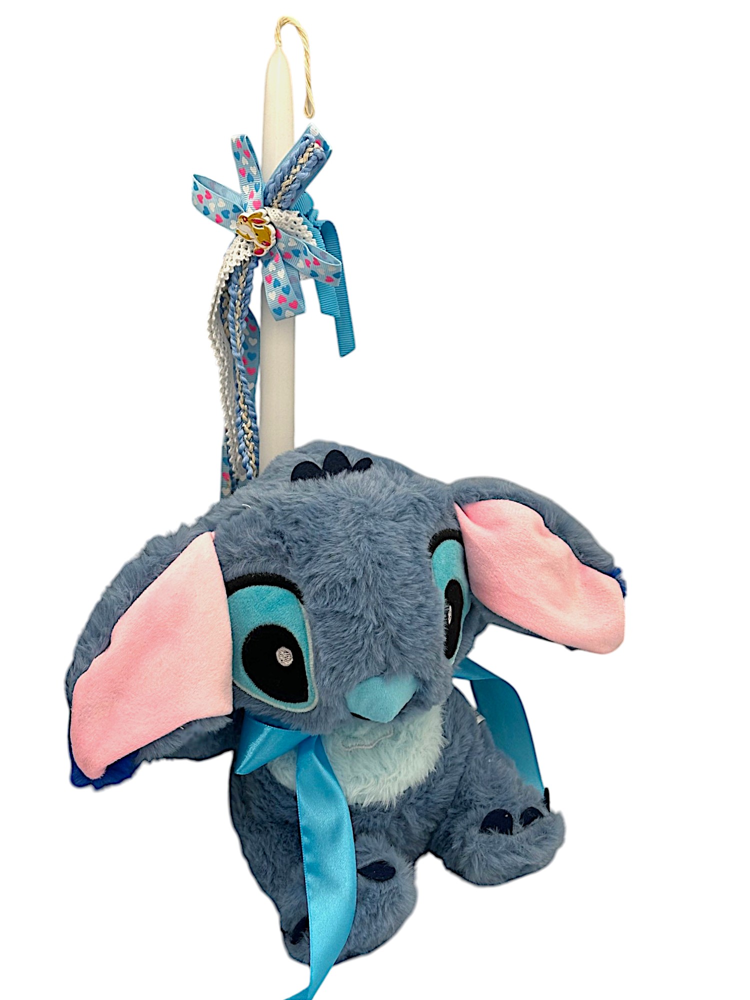 Πασχαλινή λαμπάδα Mohicans με Λούτρινο Disney Stitch που Αναπνέει Κανονικά 30cm L115 Μπλε