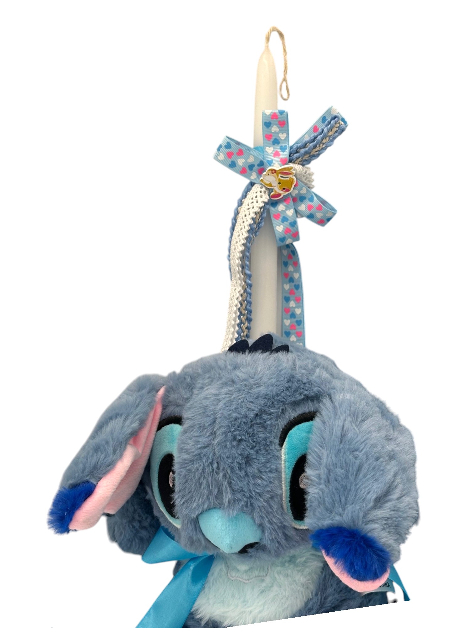 Πασχαλινή λαμπάδα Mohicans με Λούτρινο Disney Stitch που Αναπνέει Κανονικά 30cm L115 Μπλε