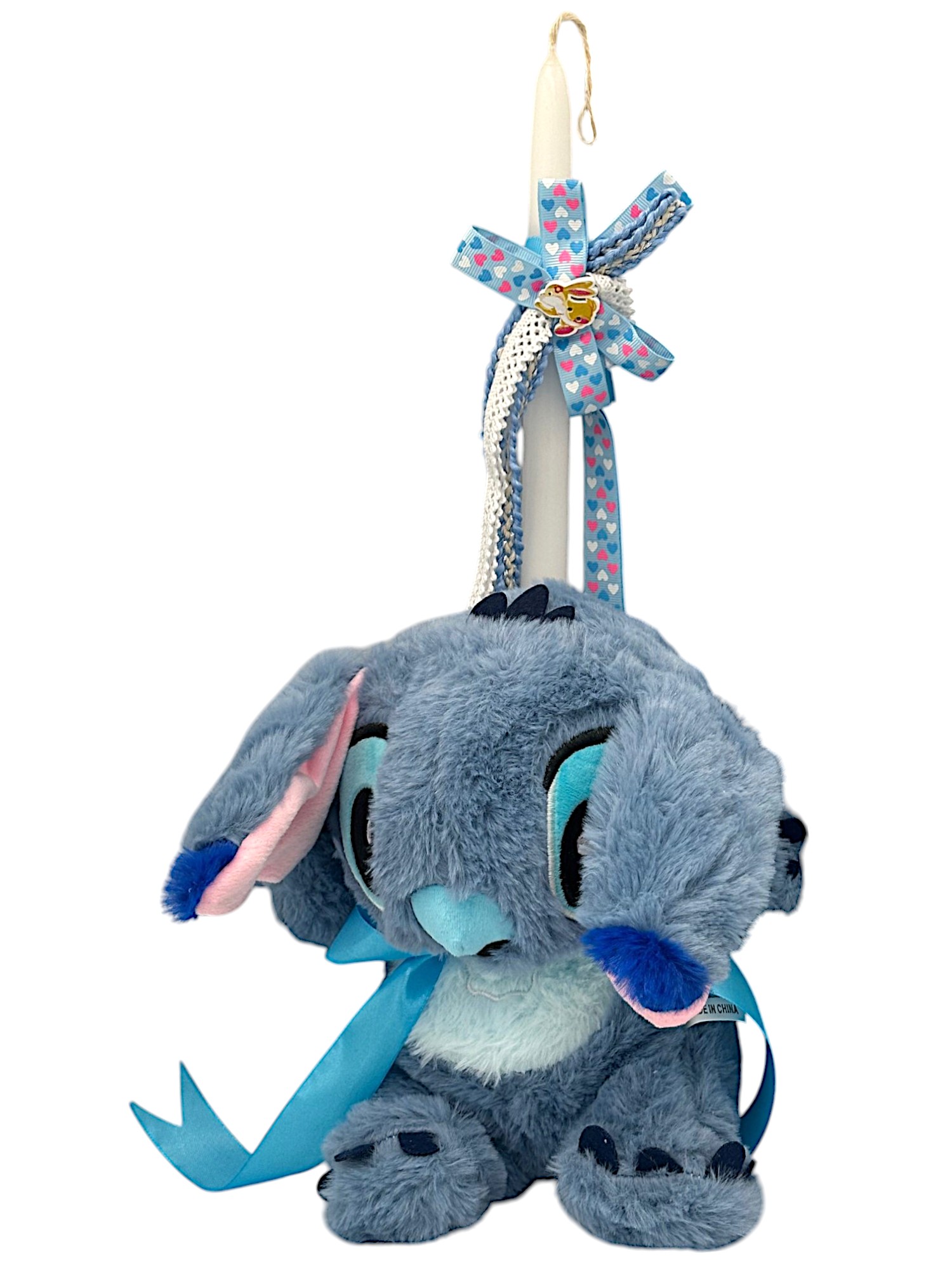 Πασχαλινή λαμπάδα Mohicans με Λούτρινο Disney Stitch που Αναπνέει Κανονικά 30cm L115 Μπλε