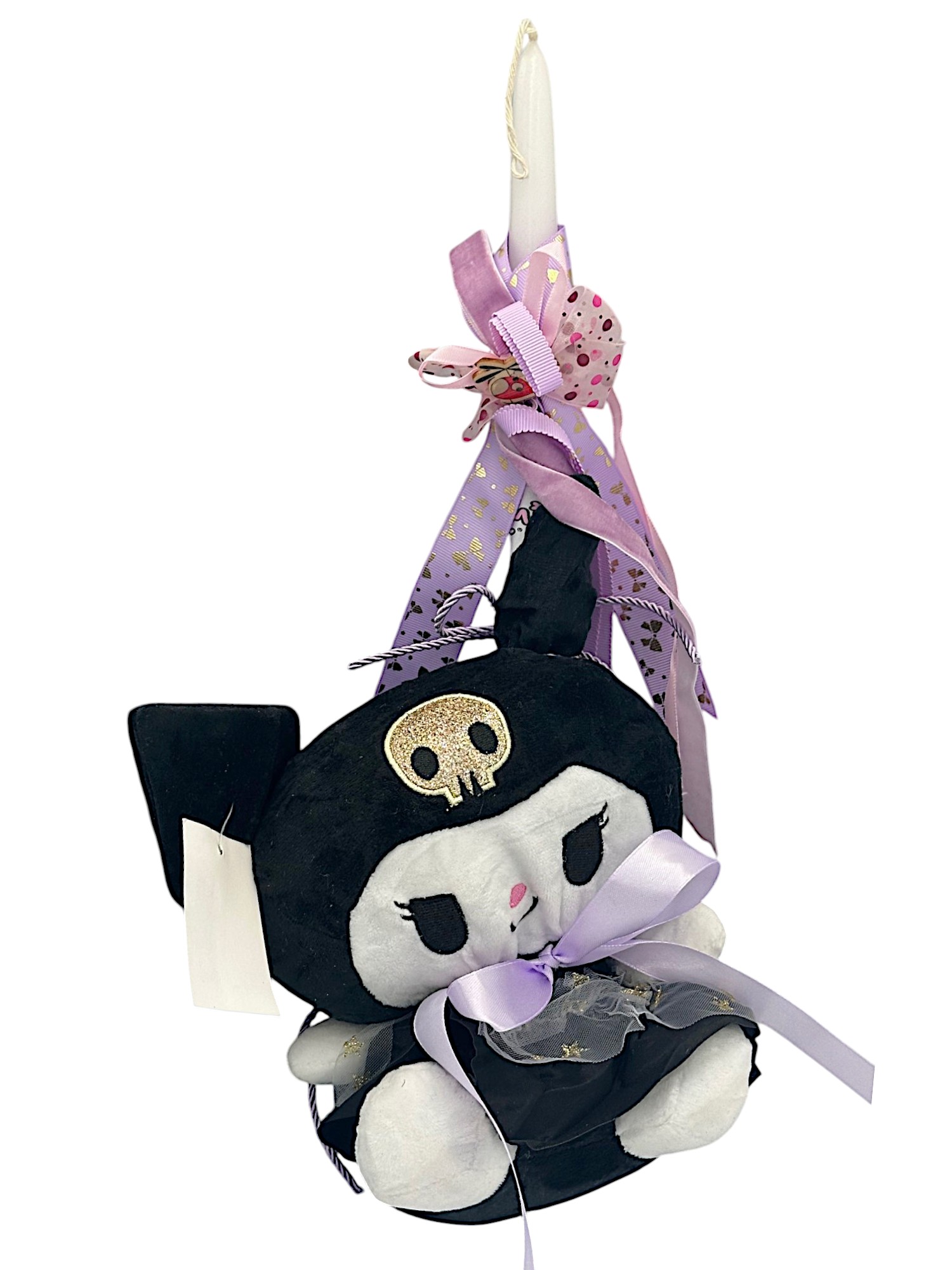 Πασχαλινή λαμπάδα Mohicans με Λούτρινο Sanrio Kuromi Hello Kitty 23cm L132