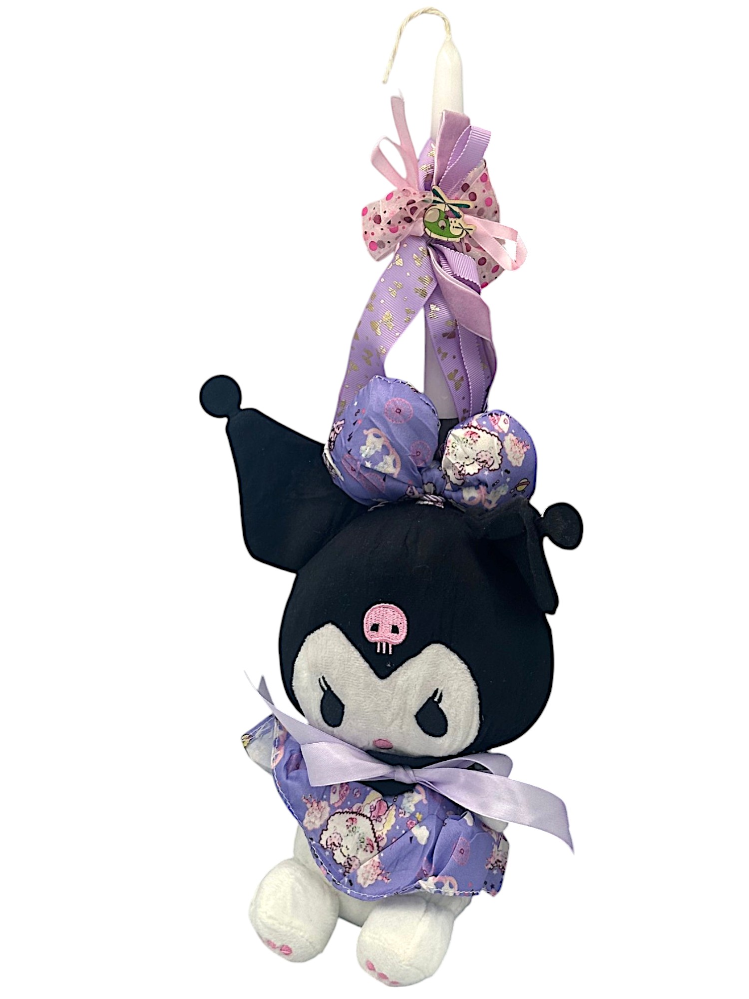 Πασχαλινή λαμπάδα Mohicans με Λούτρινο Sanrio Kuromi Hello Kitty 25cm L122 Μωβ