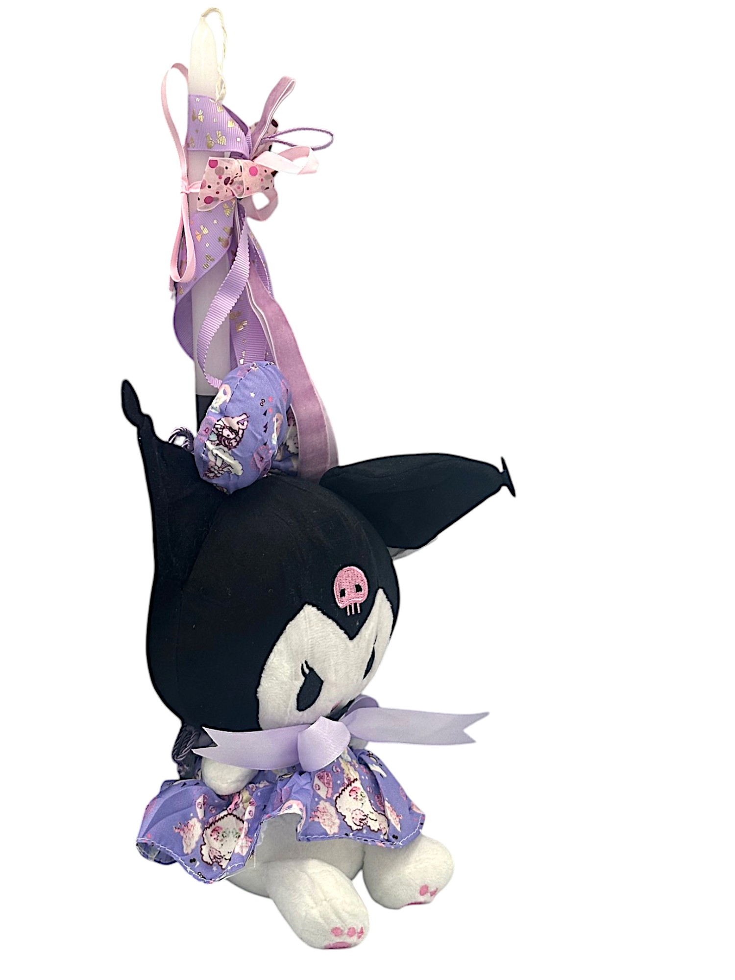 Πασχαλινή λαμπάδα Mohicans με Λούτρινο Sanrio Kuromi Hello Kitty 25cm L122 Μωβ