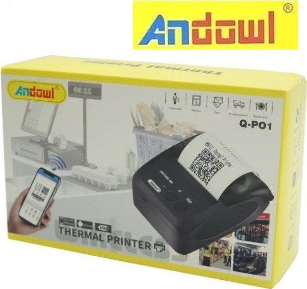 Andowl Θερμικός Εκτυπωτής Bluetooth & USB 58mm Ασύρματος Επαναφορτιζόμενος POS Q-PO1