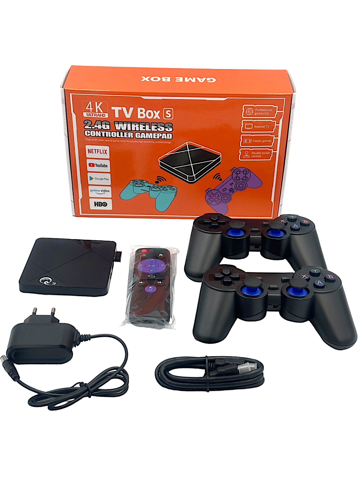Q3 Android OS PSP Κονσόλα βιντεοπαιχνιδιών/Chromcast Smart TV για Youtube, Hulu, Net Flix, Prime Chrome Apps 4k HD Output X Pro Dual Wireless Gamepad 64G Ενσωματωμένα παιχνίδια 40000 Dual BOOT Gaming/Cast