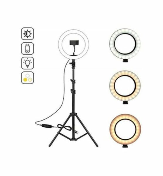 Ring Light 30cm 12” 3200K-6000K με Τρίποδο Δαπέδου 80cm-200cm  και Βάση για Κινητό CXB-469 Μαύρο