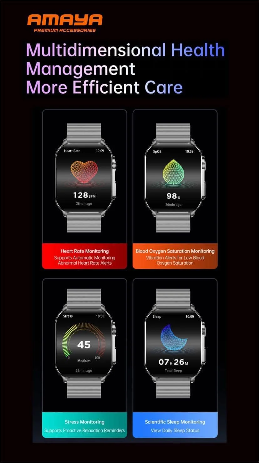 Smartwatch Amaya Pro Amoled ASW-07 Γκρι/Πορτοκαλί