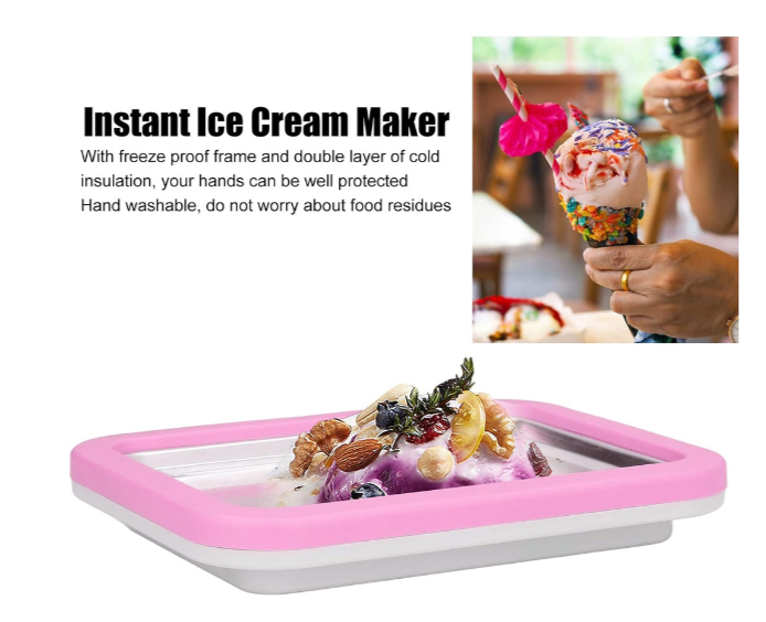 Ice Roll Maker Παγωτομηχανή απο Μέταλλο SN23521-20 Ροζ
