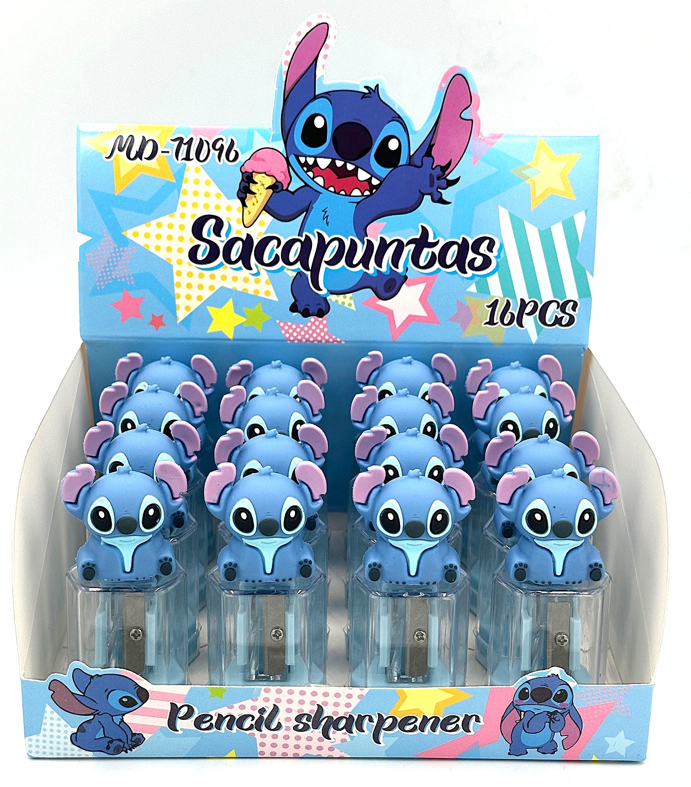 Stitch Ξύστρα Βαρελάκι Εξαγωνική MD-71096 Μπλε