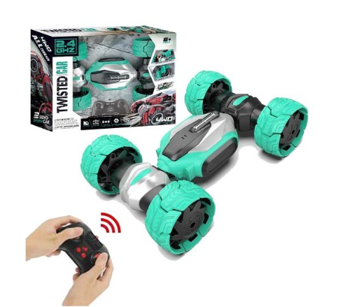 Stunt Motion Twisted RC Car, 2,4 GHz Τηλεχειριστήριο αναρριχητικό αυτοκίνητο 4WD παραμόρφωση με Music Dance Light Διπλής Όψης ZJ001A Πράσινο