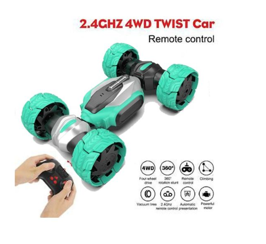Stunt Motion Twisted RC Car, 2,4 GHz Τηλεχειριστήριο αναρριχητικό αυτοκίνητο 4WD παραμόρφωση με Music Dance Light Διπλής Όψης ZJ001A Πράσινο
