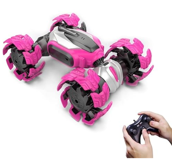 Stunt Motion Twisted RC Car, 2,4 GHz Τηλεχειριστήριο αναρριχητικό αυτοκίνητο 4WD παραμόρφωση με Music Dance Light Διπλής Όψης ZJ001A Ροζ