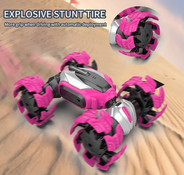 Stunt Motion Twisted RC Car, 2,4 GHz Τηλεχειριστήριο αναρριχητικό αυτοκίνητο 4WD παραμόρφωση με Music Dance Light Διπλής Όψης ZJ001A Ροζ
