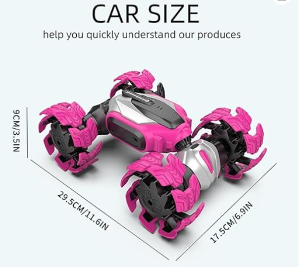 Stunt Motion Twisted RC Car, 2,4 GHz Τηλεχειριστήριο αναρριχητικό αυτοκίνητο 4WD παραμόρφωση με Music Dance Light Διπλής Όψης ZJ001A Ροζ
