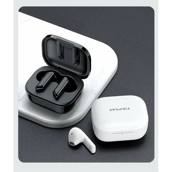ΑΣΥΡΜΑΤΑ  ΑΚΟΥΣΤΙΚΑ BLUETOOTH ΜΕ ΚΟΥΤΙ ΦΟΡΤΙΣΗΣ AWEI TWS T36.ΛΕΥΚΟ