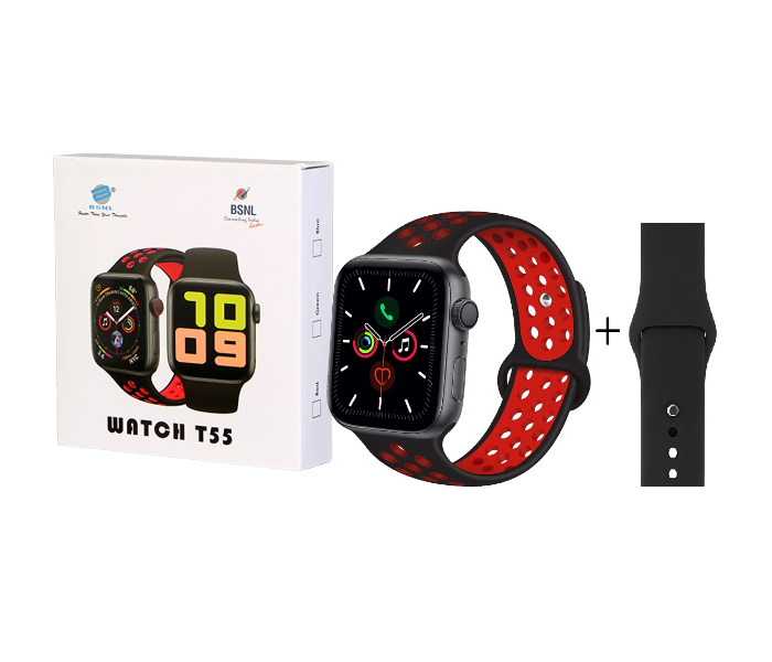 SMARTWATCH ΜΕ ΠΑΛΜΟΓΡΑΦΟ Τ55.ΜΑΥΡΟ-ΚΟΚΚΙΝΟ
