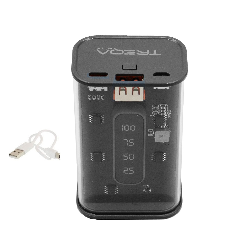 Powerbank 10000 mAh με Θύρα USB και Θύρα USB-C TR-2000 Μαύρο
