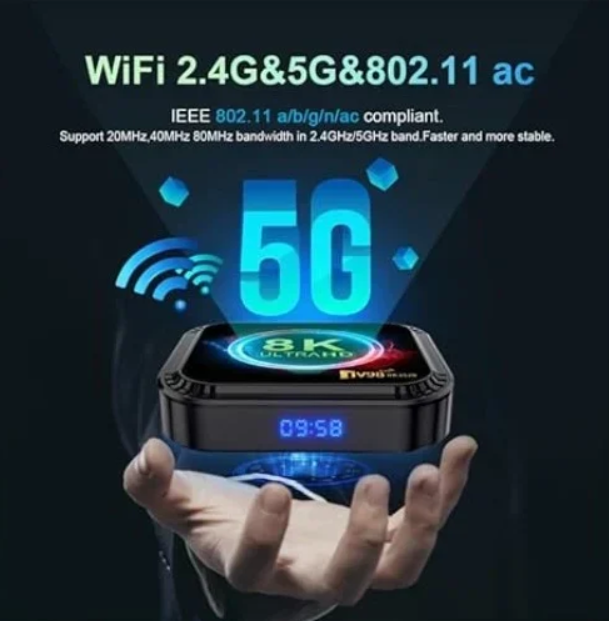 TV Box TV98 8K Android 13 Quad-core 2.4G&5G Dual Band Wifi+BT5.0 RK3528 Μαύρο
