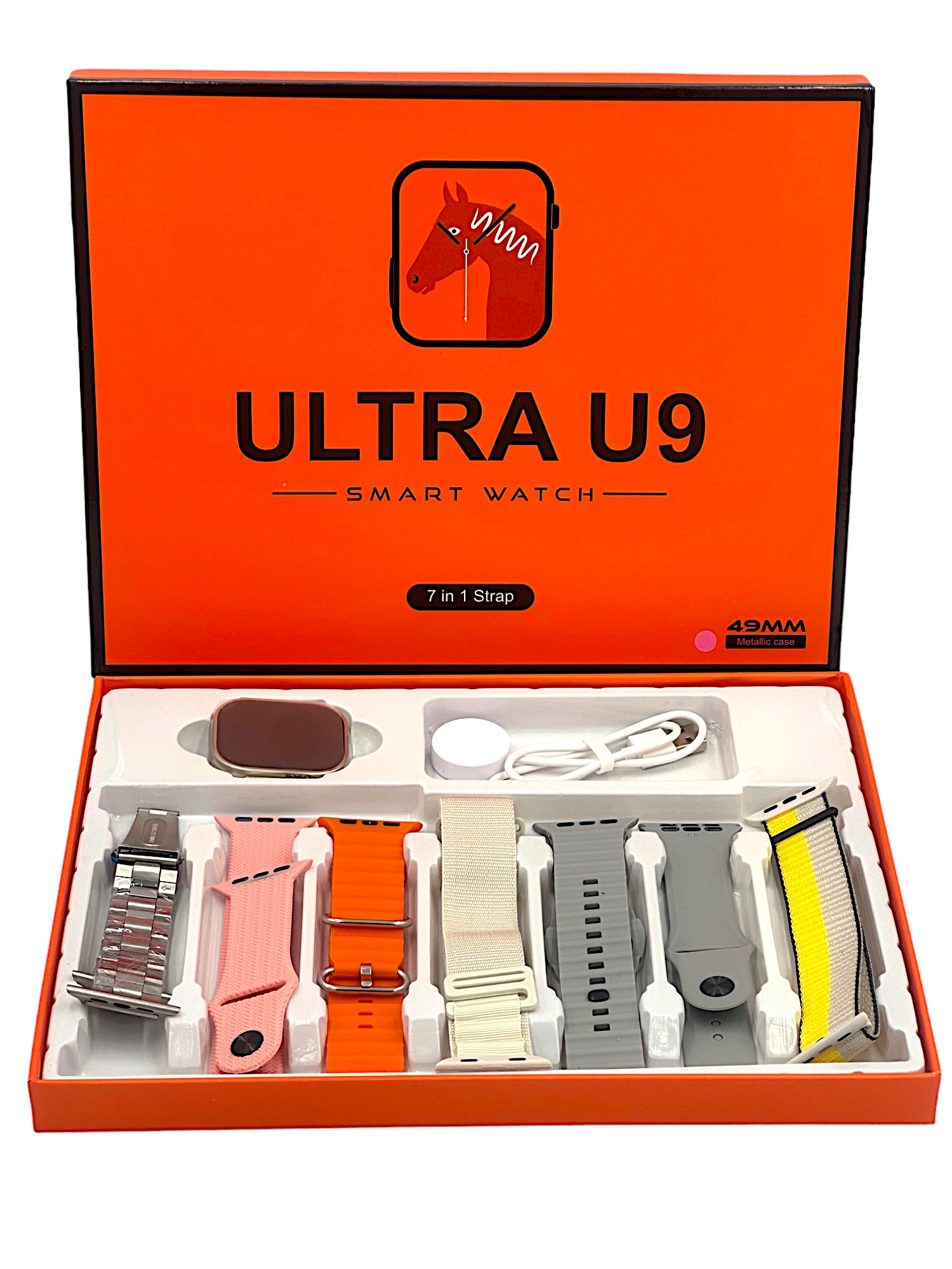 Ultra U9  Smartwatch 7 in 1 Strap Series 9 49mm Screen Ροζ