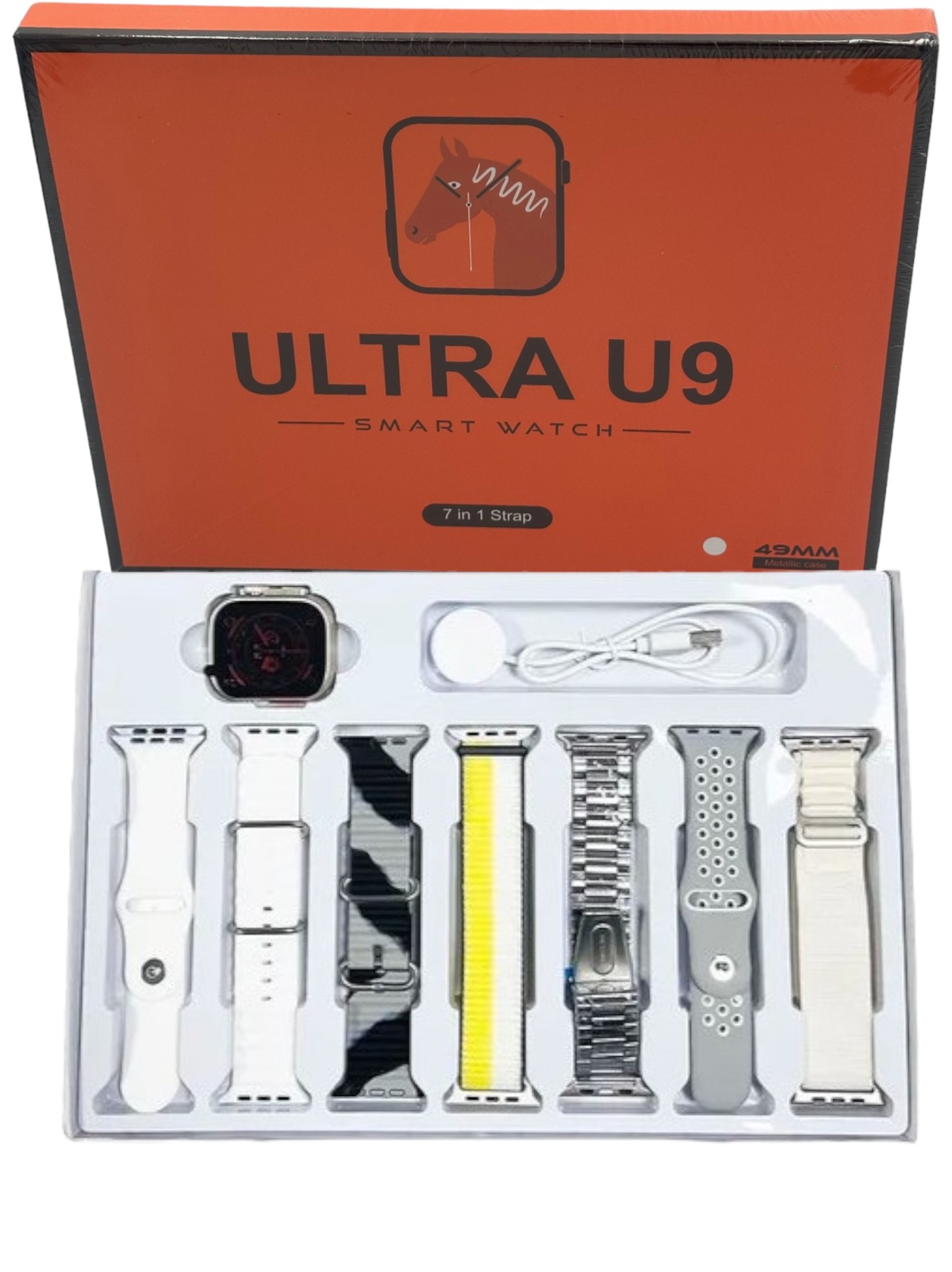 Ultra U9  Smartwatch 7 in 1 Strap Series 9 49mm Screen Λευκό