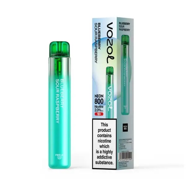 Vozol Neon 800 Blueberry Sour Raspberry Ηλεκτρονικό Τσιγάρο μιας Χρήσης 800 Εισπνοών 2ml 20mg
