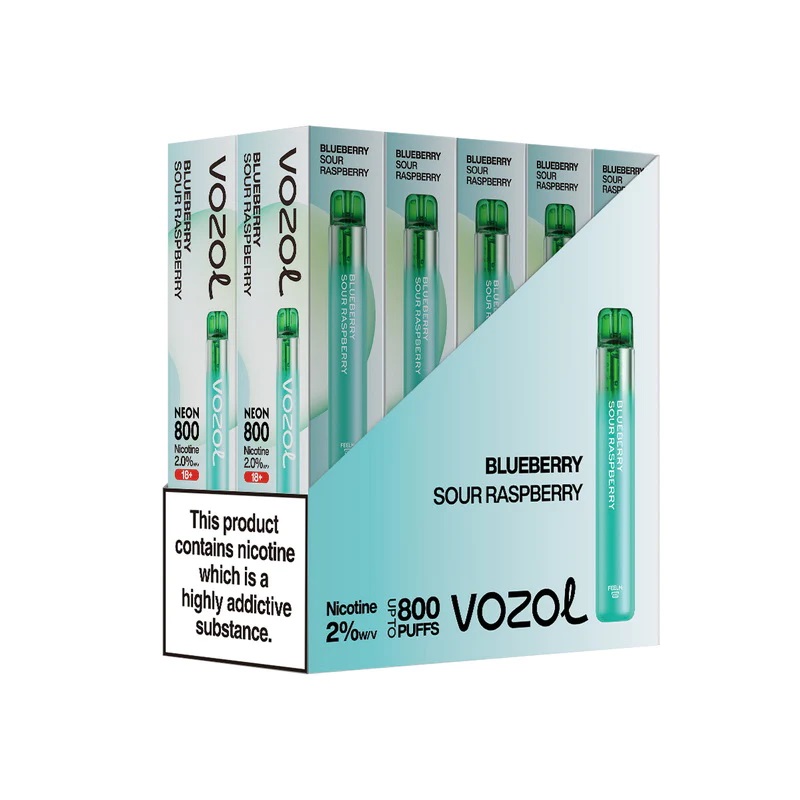 Vozol Neon 800 Blueberry Sour Raspberry Ηλεκτρονικό Τσιγάρο μιας Χρήσης 800 Εισπνοών 2ml 20mg