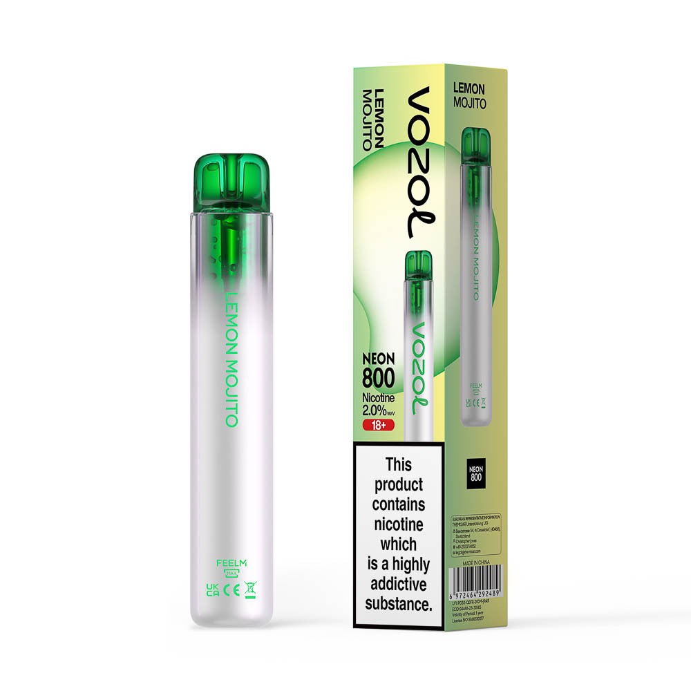 Vozol Neon 800 Lemon Mojito Ηλεκτρονικό Τσιγάρο μιας Χρήσης 800 Εισπνοών 2ml 20mg