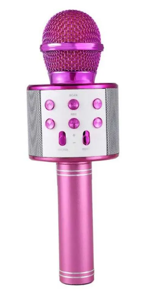 Ασύρματο μικρόφωνο Bluetooth με Ενσωματωμένο Ηχείο + Karaoke WS858 Φούξια
