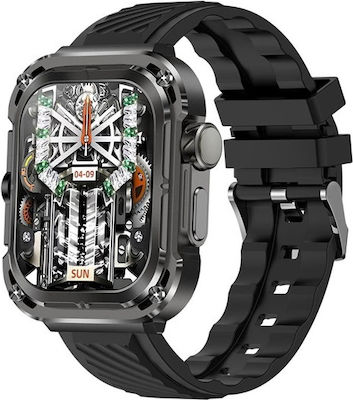 Z85 Max Big 2.04 3 Straps Smartwatch με Παλμογράφο Μαύρο
